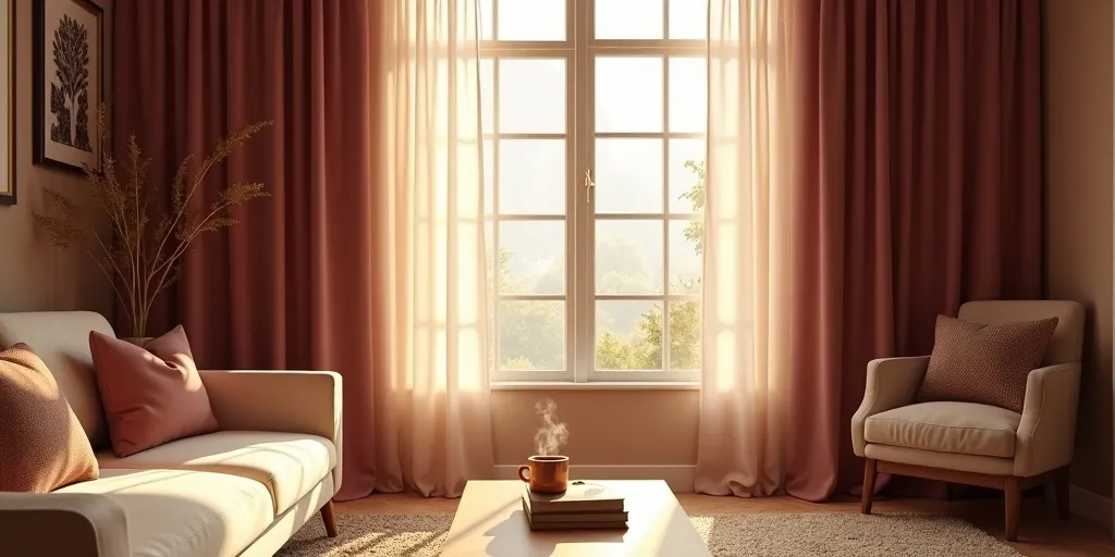 What curtain fabric is ideal for a cozy living room?