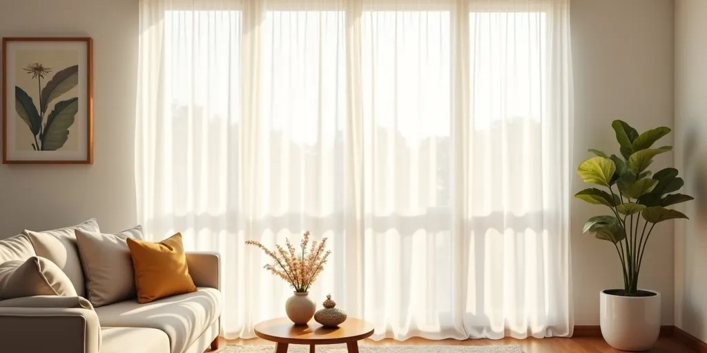 Which curtain style allows natural light in a living room?
