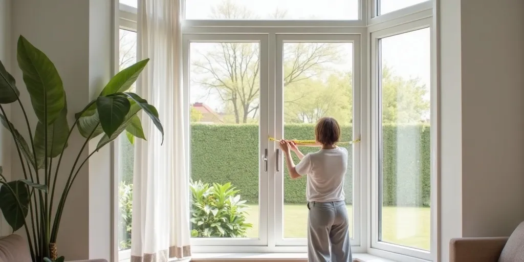 How do you measure for eyelet curtains on a bay window?