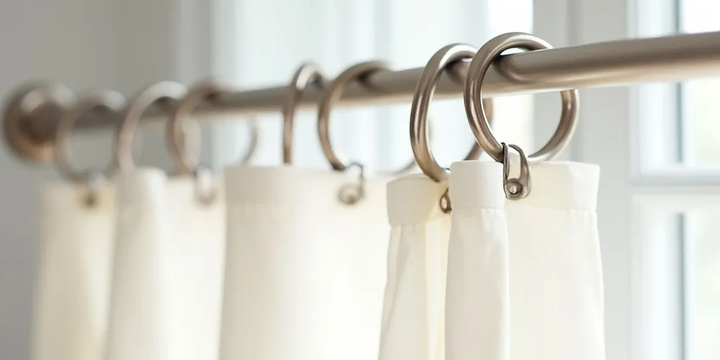How do the metal rings on eyelet curtains contribute to their functionality?
