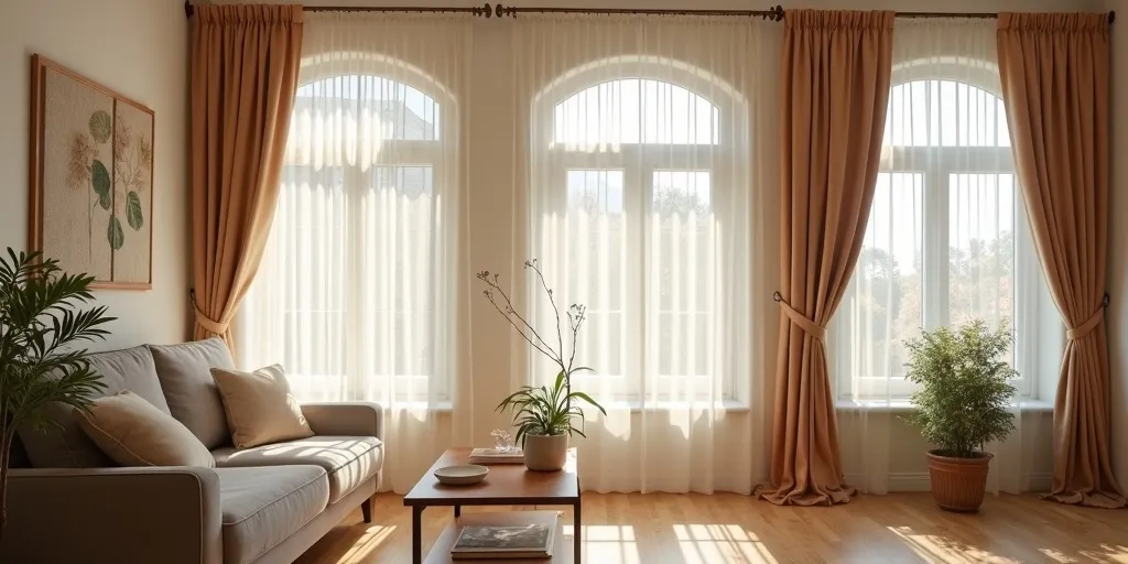 Why is fabric choice important when picking curtains for a living room?