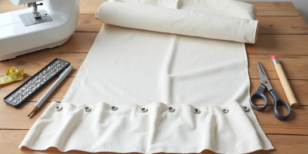 What tools are needed to create eyelet curtains from regular curtains?