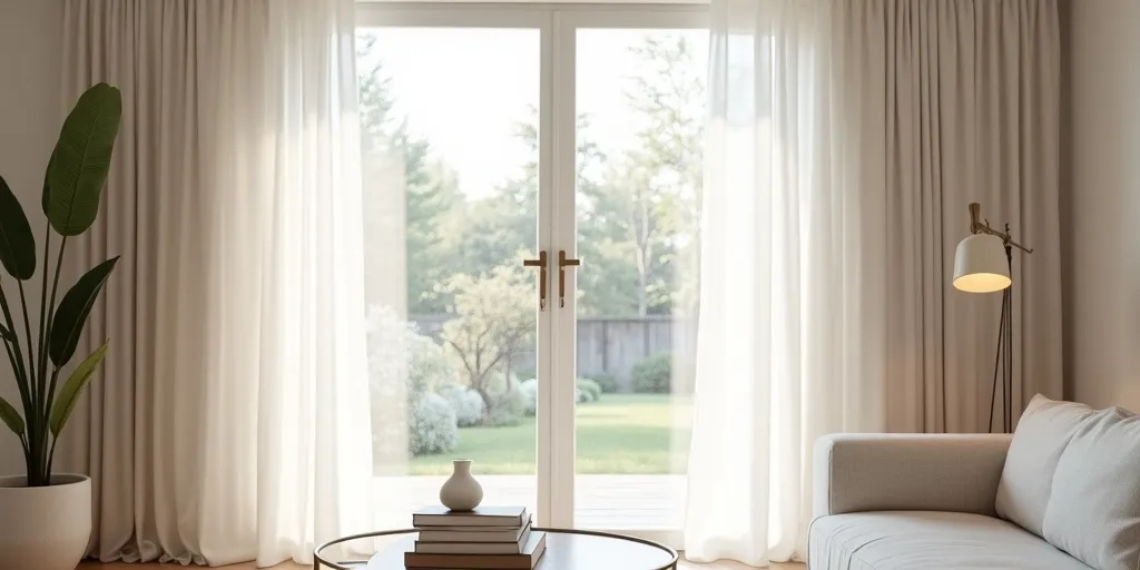 How to achieve a stylish window treatment with sheer curtains and drapes?