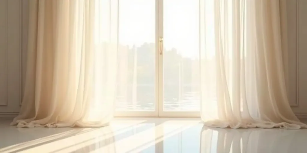 How does chiffon contribute to the elegance of sheer curtains?