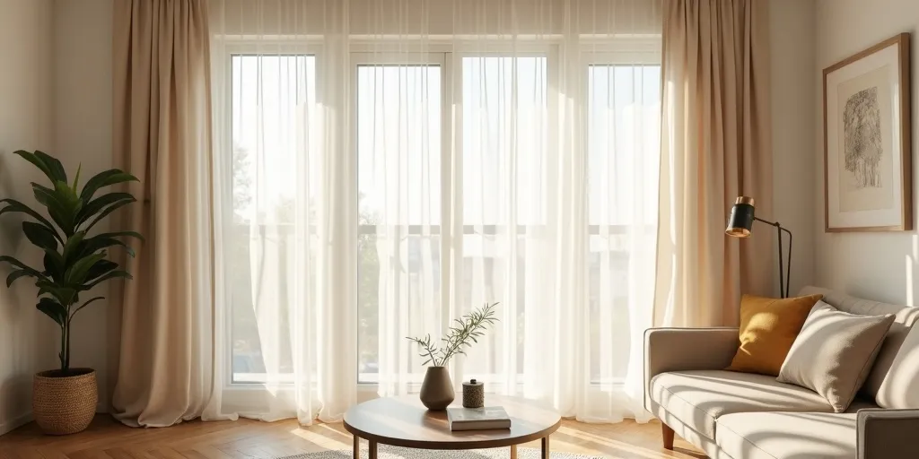 Why is it recommended to choose a slightly wider width for sheer curtains?