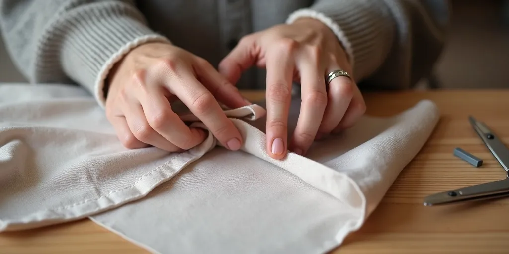 How do you turn the fabric right side out after sewing?