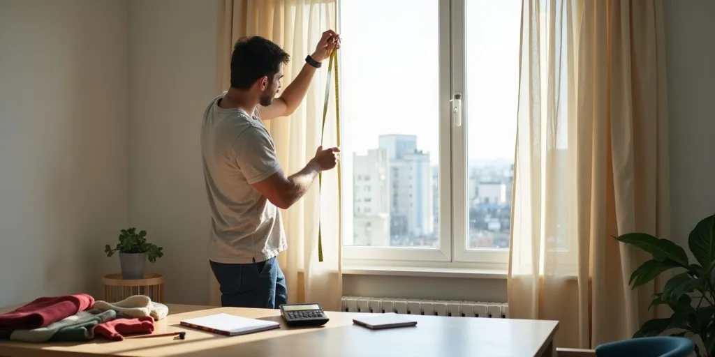 How can you determine the size of blackout curtains needed based on measurements?