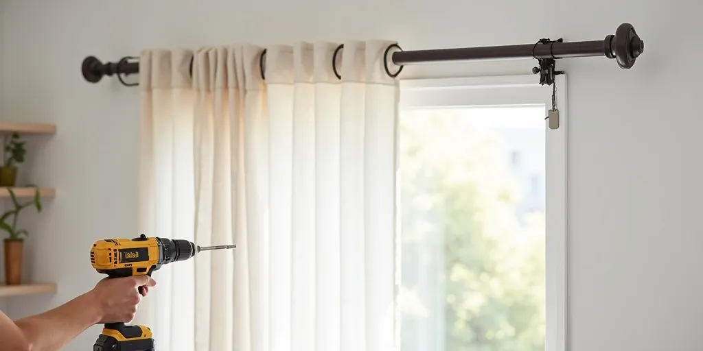 How do you install a curtain rod for sheer curtains?