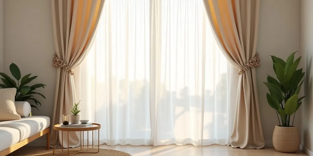 How do you secure sheer curtains in the center?