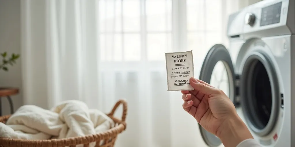 What should you check before washing sheer curtains in a machine?