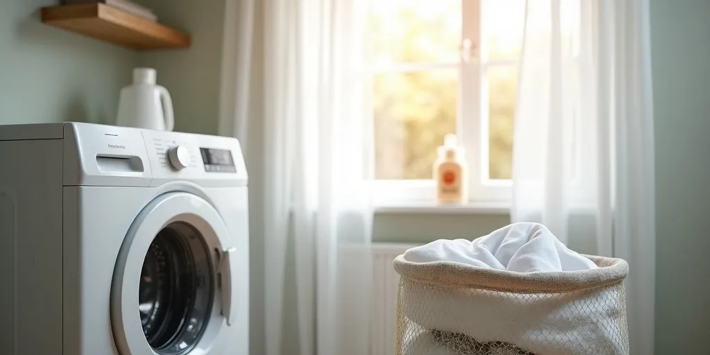 How can you protect sheer curtains during a wash cycle?