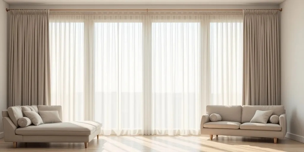 Why is it important to evenly distribute the curtains along the rail?