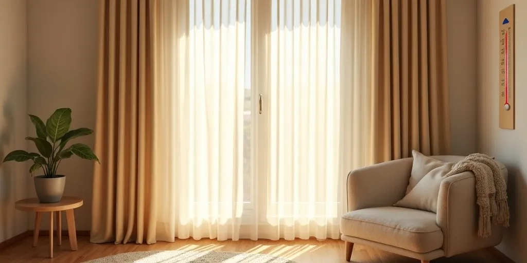 How do blackout curtains help reduce heat transfer?