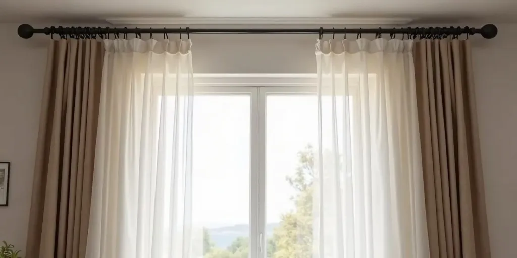 How should the curtain rod be installed for sheer and blackout curtains?