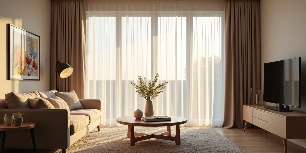 How can you adjust the amount of light entering a room with sheer and blackout curtains?