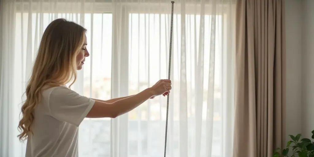 Why is it important to measure from the top of the curtain rod to the desired end point?