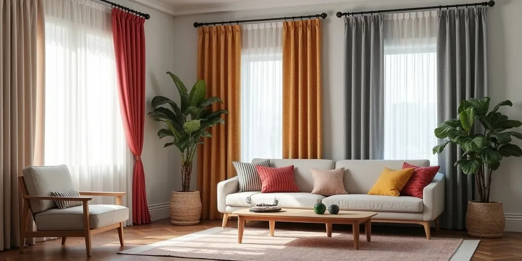 How should the choice of curtains in a living room reflect personal taste and aesthetic?