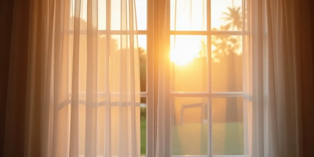 How do sheer curtains appear when viewed from outside?