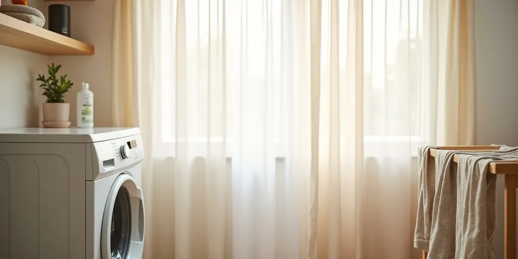 How should you wash sheer curtains to keep them in good condition?