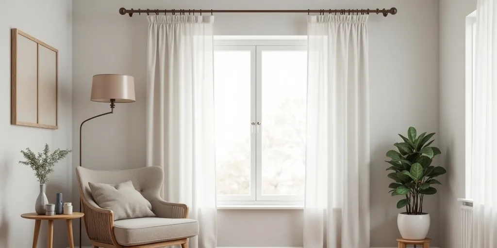 What is the general rule of thumb for selecting a curtain pole for eyelet curtains?