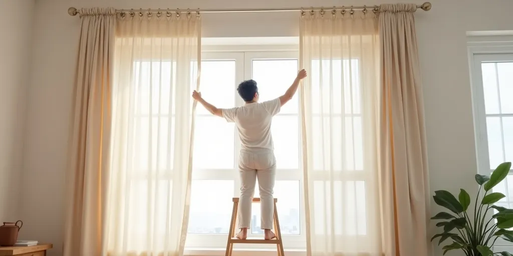 How can you adjust the length of curtains with eyelet rings?