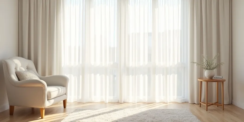 How do white sheer curtains impact a room's ambiance?