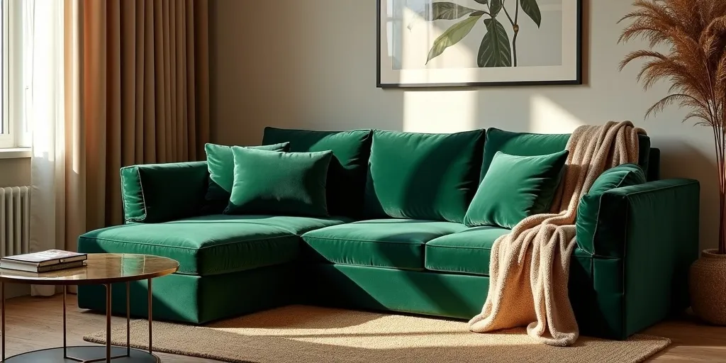 How can the choice of fabric impact the overall feel of a living room?