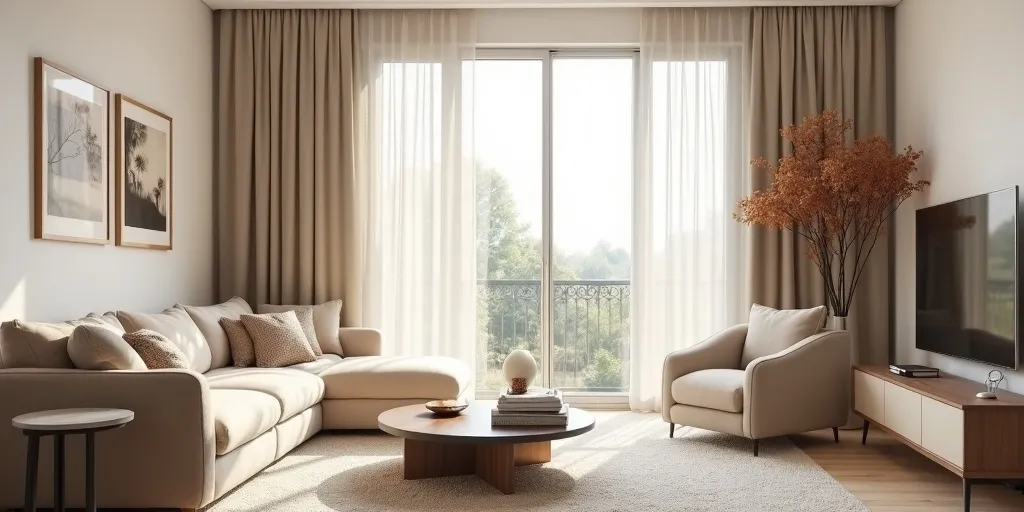 Why is it important to coordinate curtain color or pattern with the room's decor?