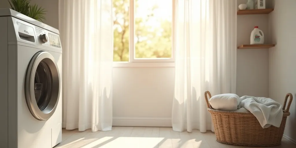 How should sheer curtains be washed at home?