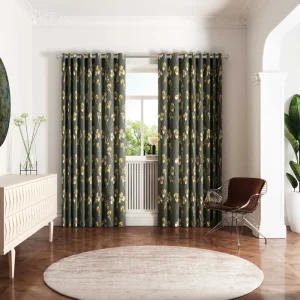 Ted Baker Wild Iris Lined Curtains in Charcoal