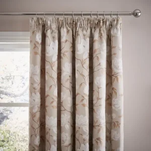 Magnolia Floral Living Room Curtains Pencil Pleat