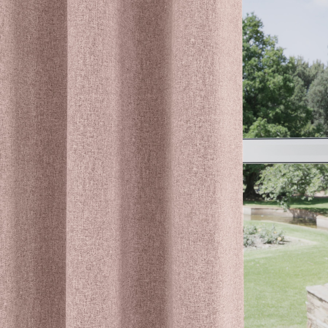 Austin Thermal Textured Ready Made Eyelet Blackout Curtains Blush - Image 3