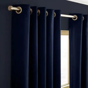 Blue Recycled Velour Curtains Eyelet (1 Pair)
