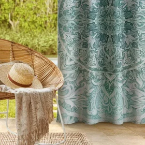 Mandala Watercolour Outdoor Curtains Turquoise
