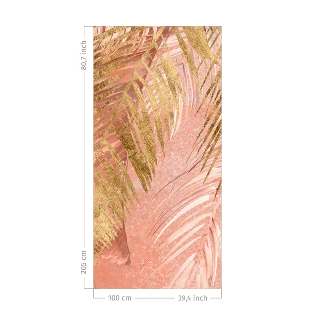 Palm Fronds Outdoor Curtains Pink and Gold III